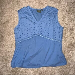 Mountain Lake Blue Embellished Tank‎ Top Blouse